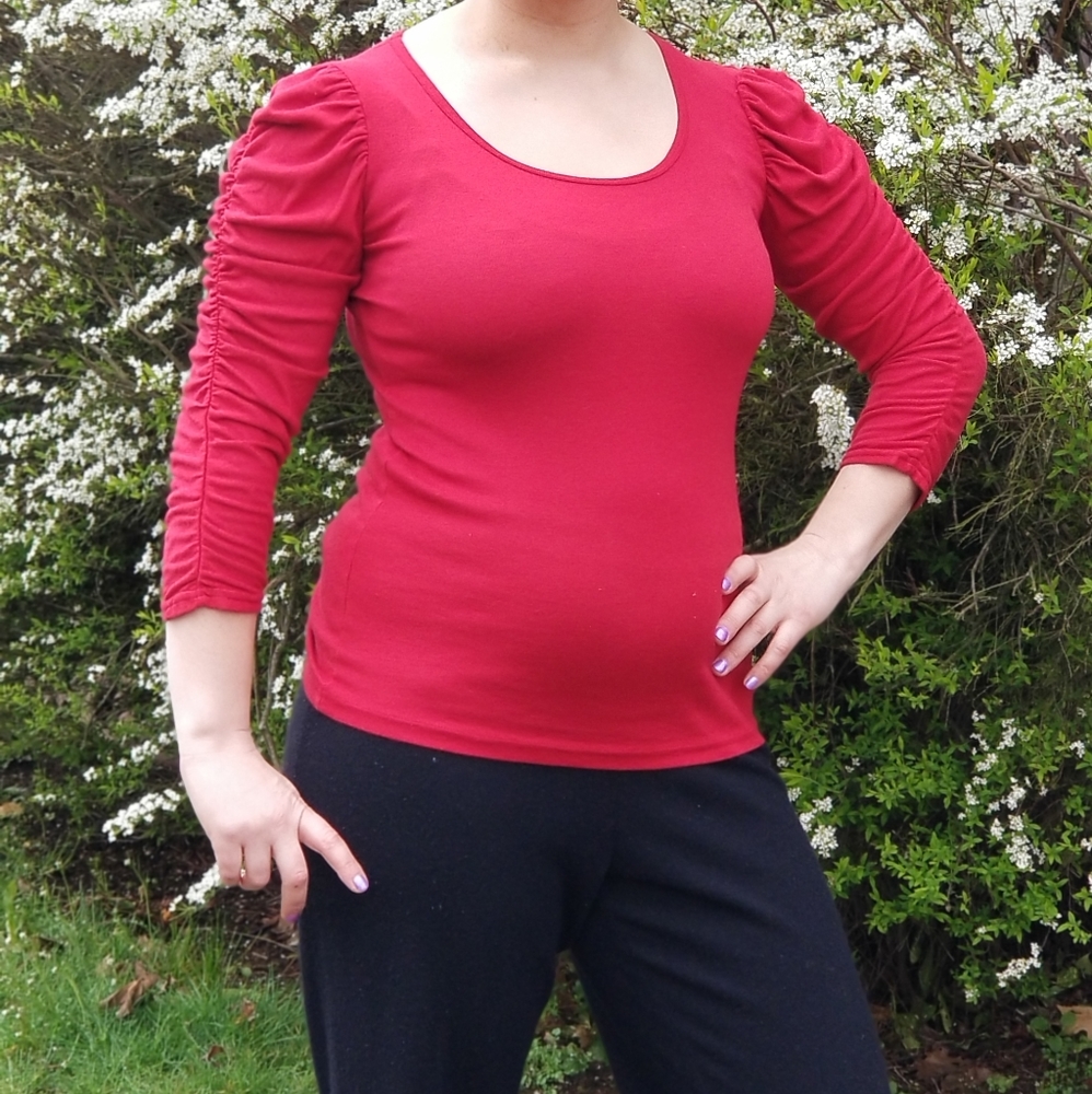 Sucre Soir red mid sleeve blouse